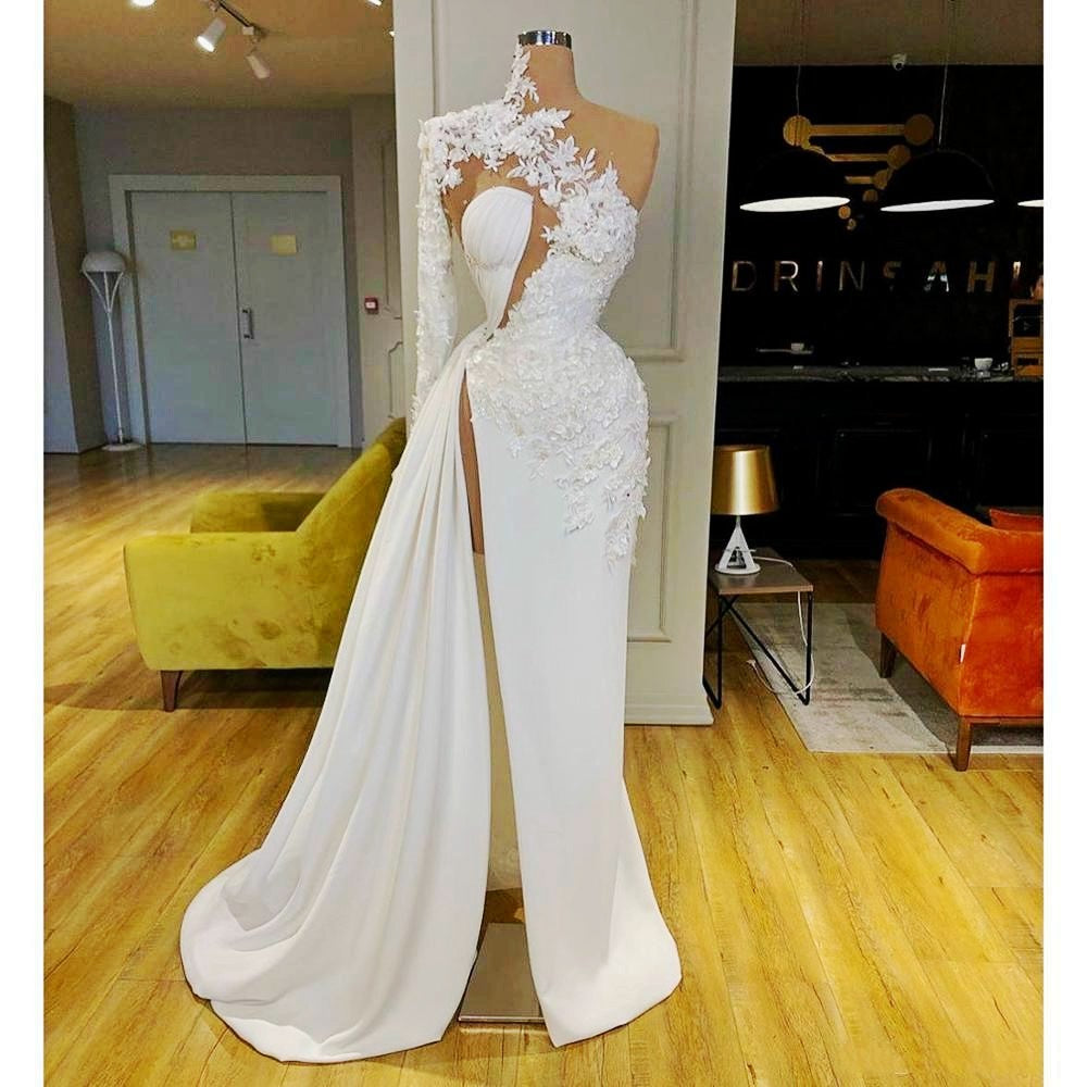 White Elegant Evening Dresses Long Formal Celebrity Dresses Evening Wear  M1261 | Evening dresses long, Elegant evening dresses long, Satin bridal  gowns